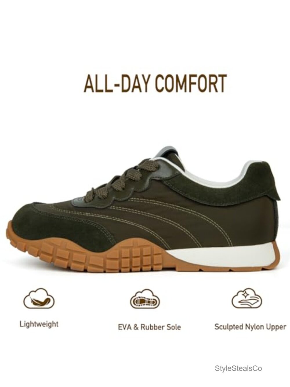 Women's Mary Jane Sneakers Low-Top Nylon Suede Memory Foam Non-Slip Lace-Up - Picture 4 of 6